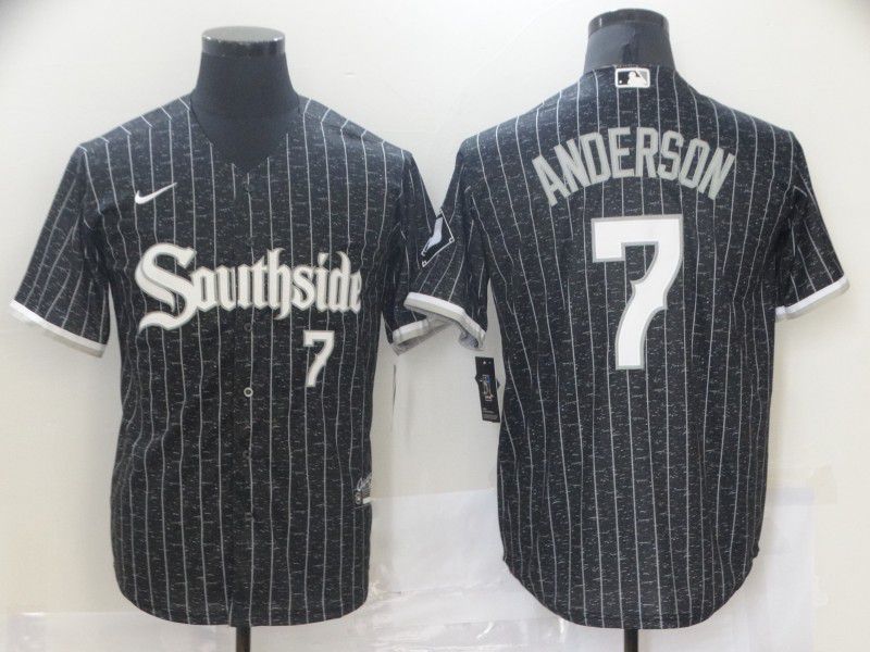 Men Chicago White Sox #7 Anderson Black City Edition Nike Game 2021 MLB Jersey1